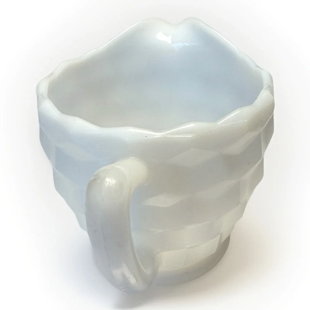 Anchor Hocking Milk Glass Creamer Cube Cut‎ Farmhouse Decor Cottagecore Vintage